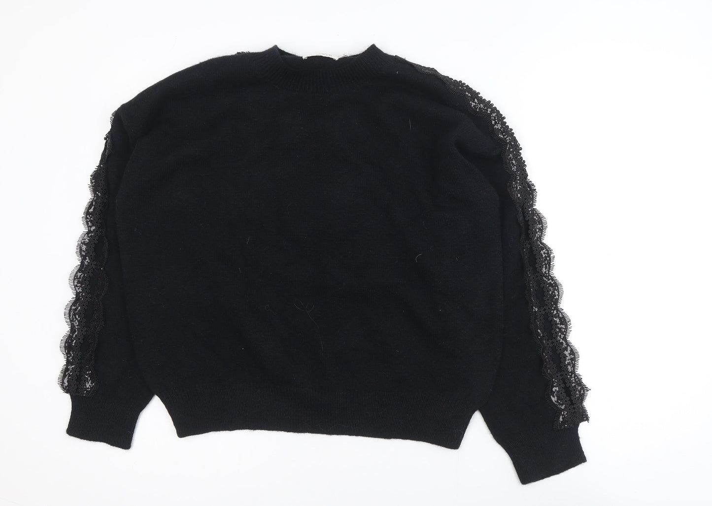 Molly Bracken Womens Black Lace Sleeve Knit Jumper Size S