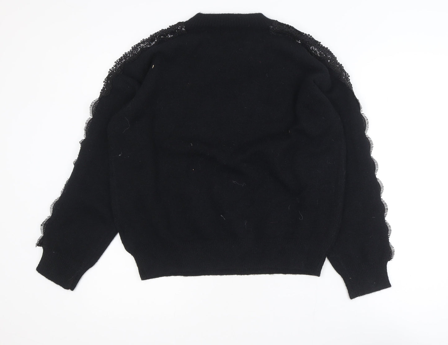 Molly Bracken Womens Black Lace Sleeve Knit Jumper Size S