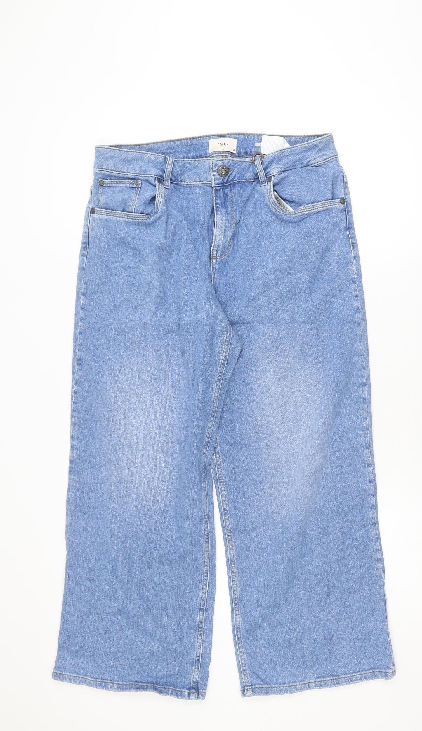 Pulz Women's Blue Wide-Leg Denim Jeans Size 32