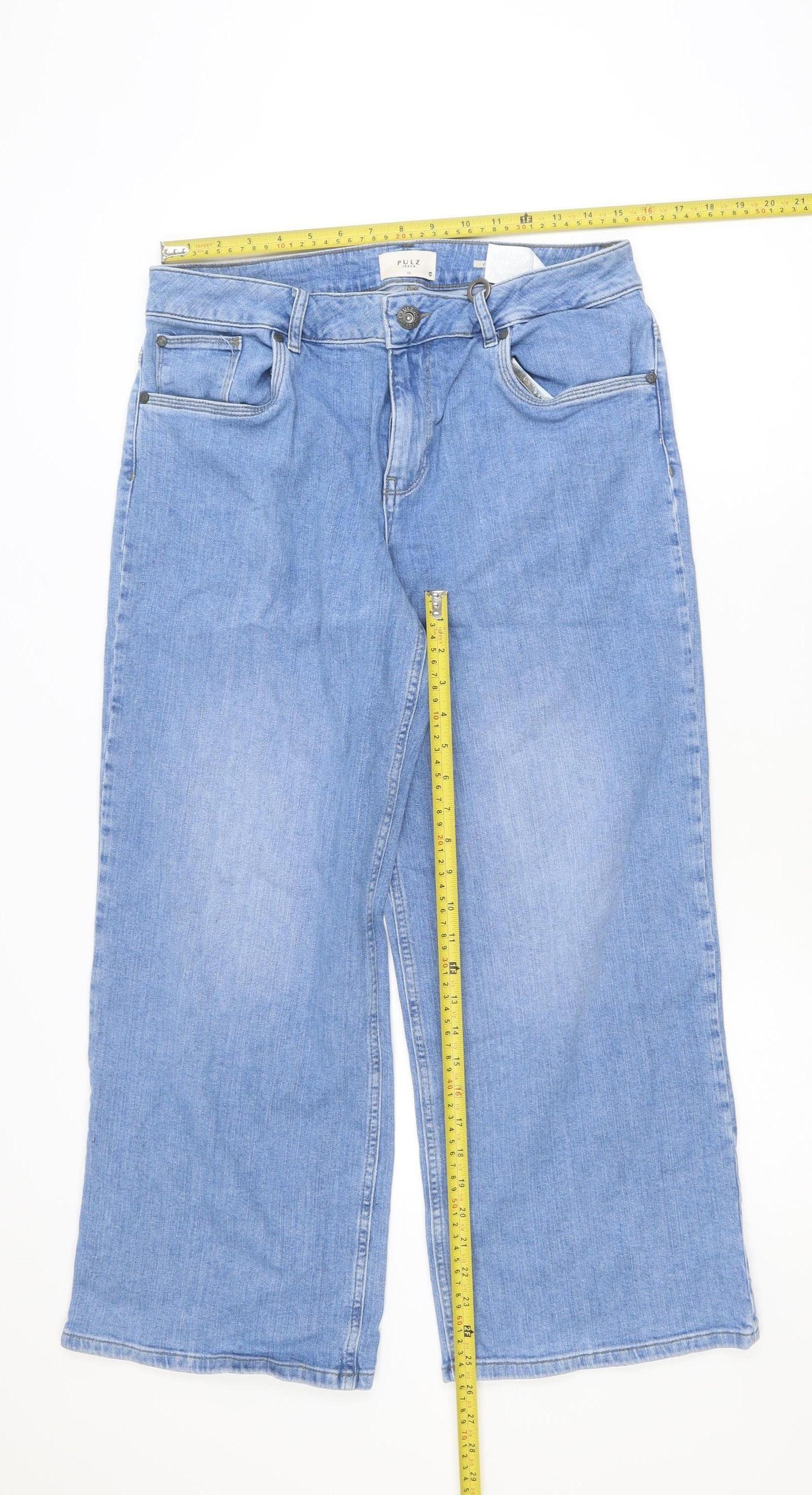 Pulz Women's Blue Wide-Leg Denim Jeans Size 32