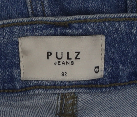 Pulz Women's Blue Wide-Leg Denim Jeans Size 32