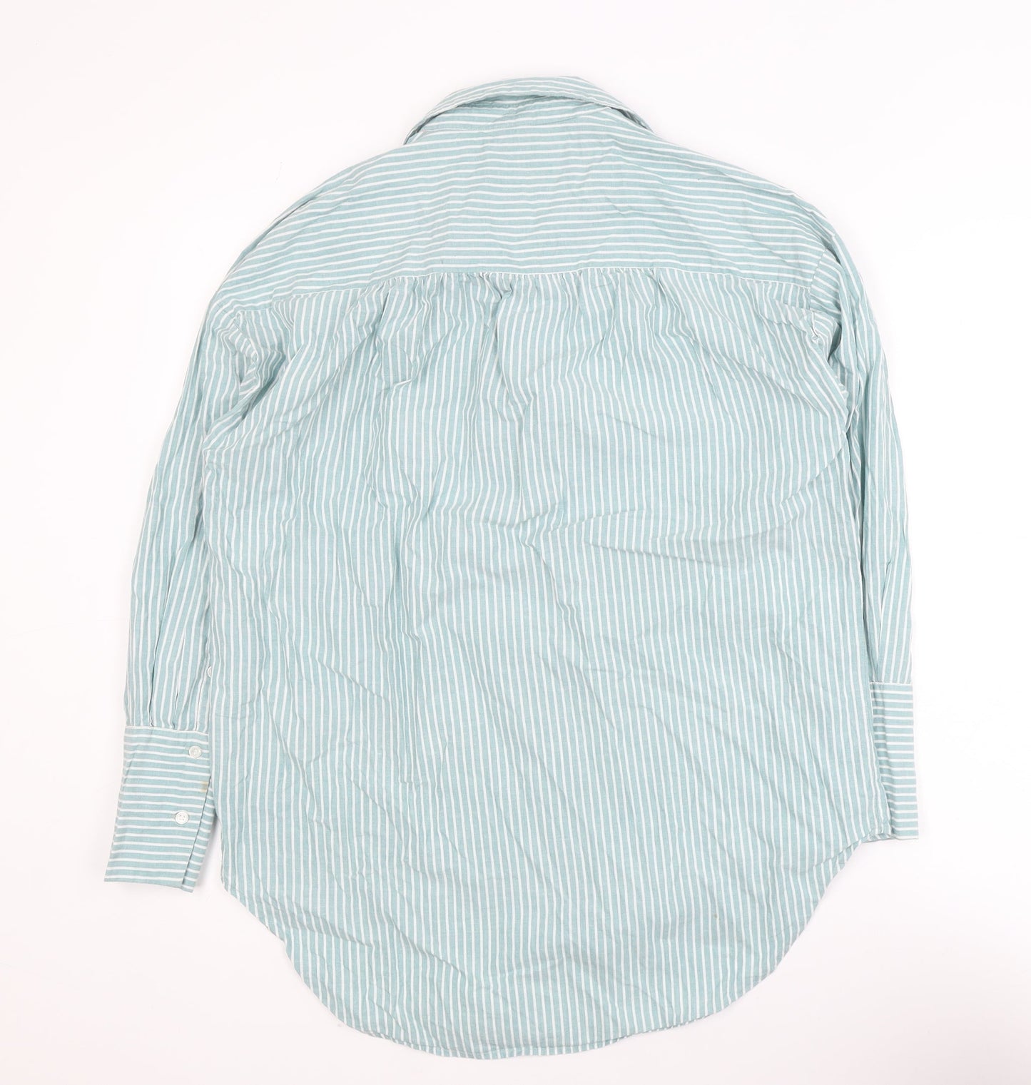 Vero Moda Women’s Green Striped Cotton Button-Up Shirt Size S