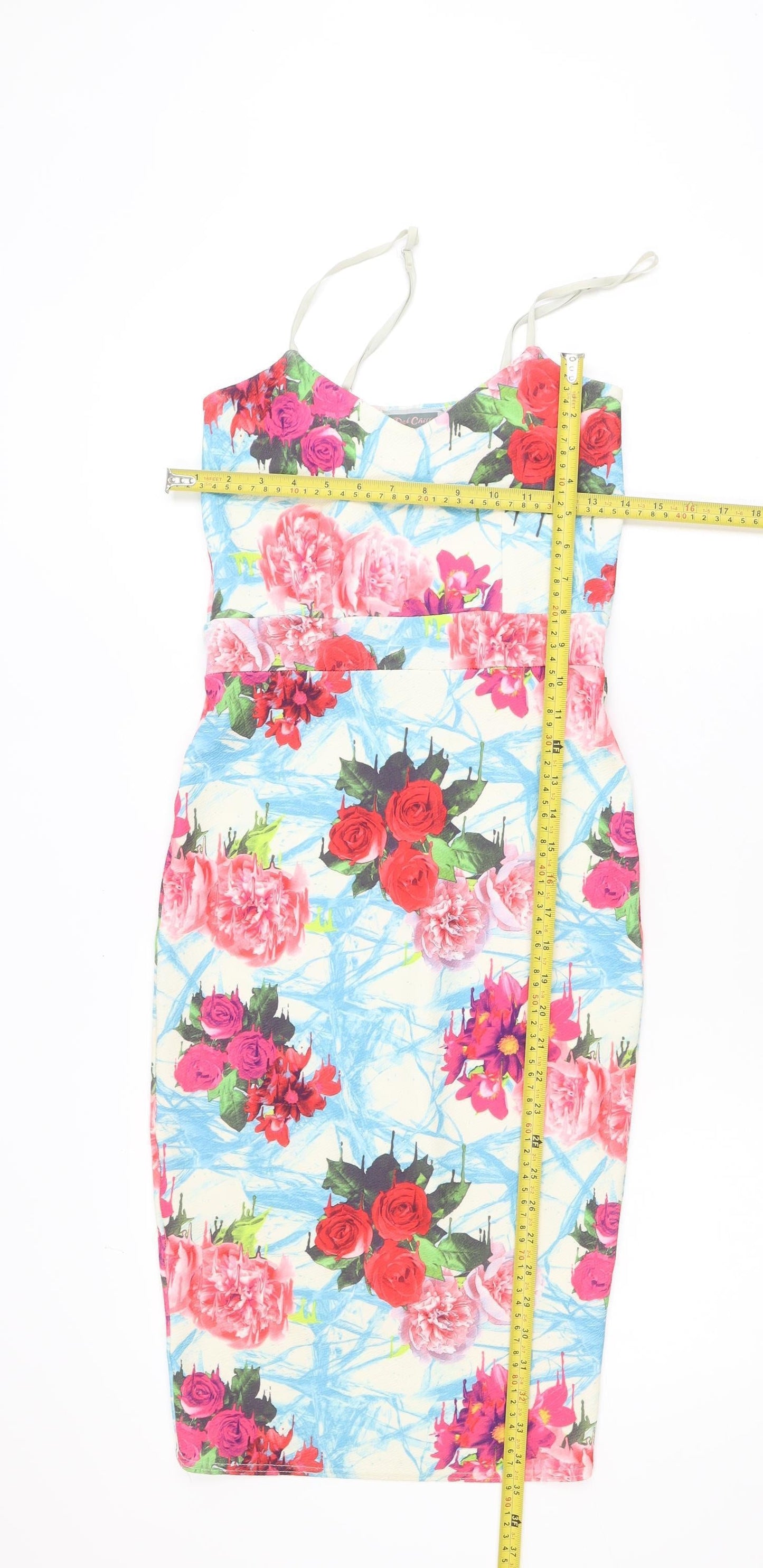 Red Chilli Women’s Multicoloured Floral Bodycon Dress Size 10