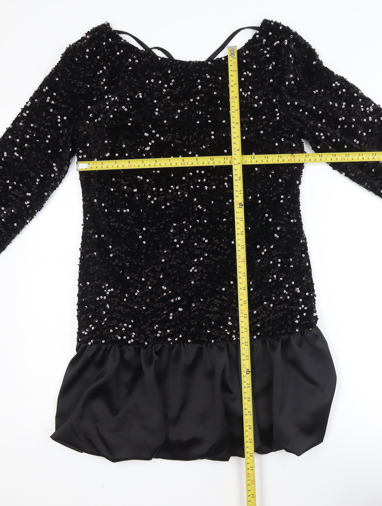 Kate & Pippa Women’s Black Sequin Shift Short Dress Size M Party
