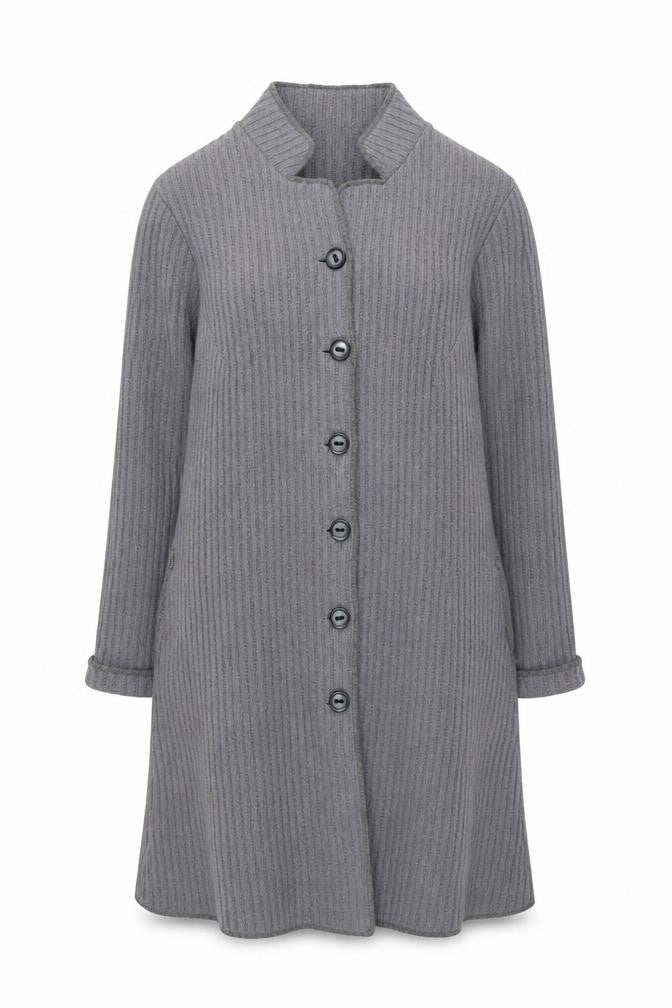 Rada Womens Grey Wool Blend Knit Coatigan Size 14 Button Long Sleeve