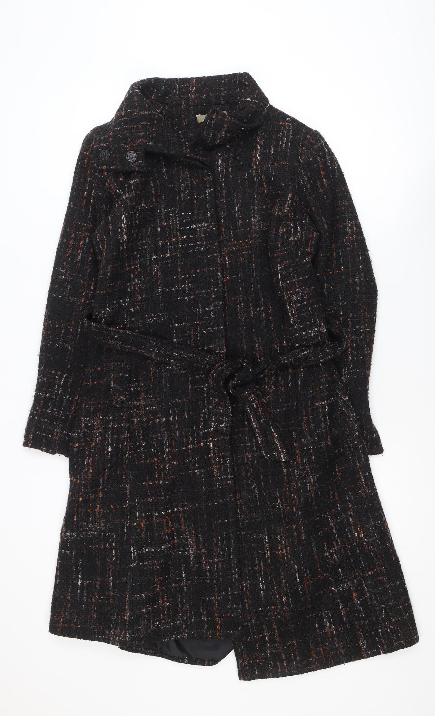 Pistachio Women’s Black Tweed Belted Overcoat Size 10/12