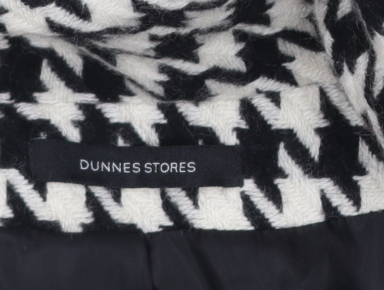 Dunnes Stores Women's Black Houndstooth Belted Wool Trench Coat Size 12
