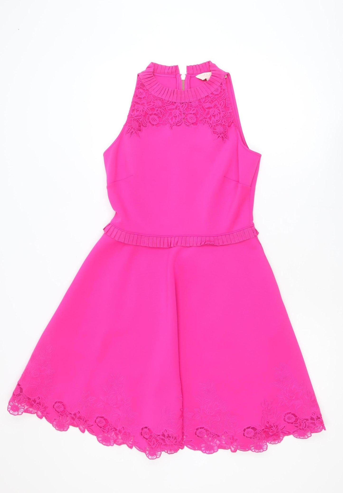Ted Baker Women’s Pink Sleeveless A-Line Lace Hem Dress Size 10