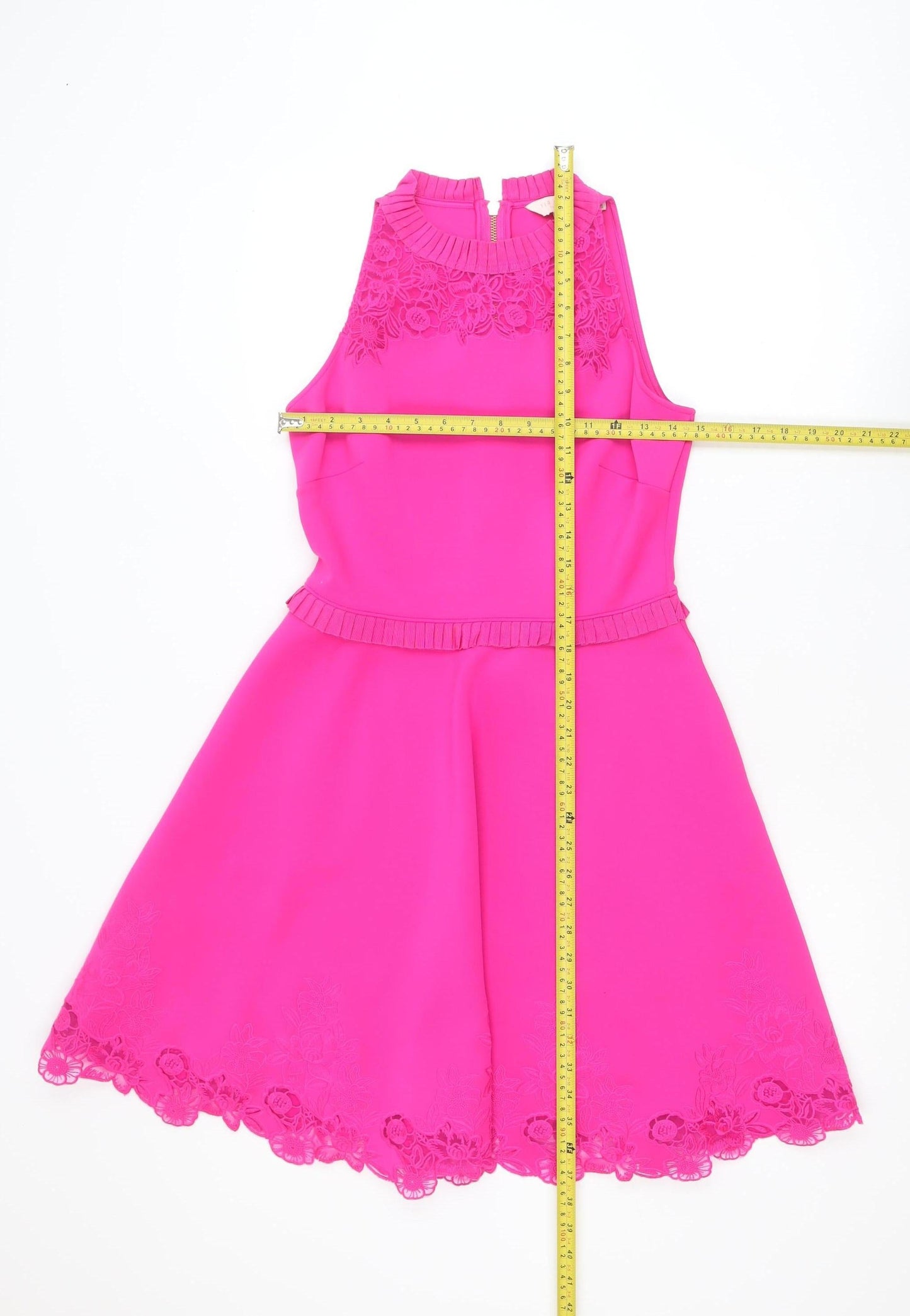 Ted Baker Women’s Pink Sleeveless A-Line Lace Hem Dress Size 10