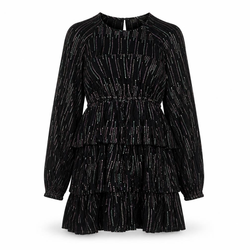 Savida Women’s Black Metallic Fit & Flare Mini Dress Size 8