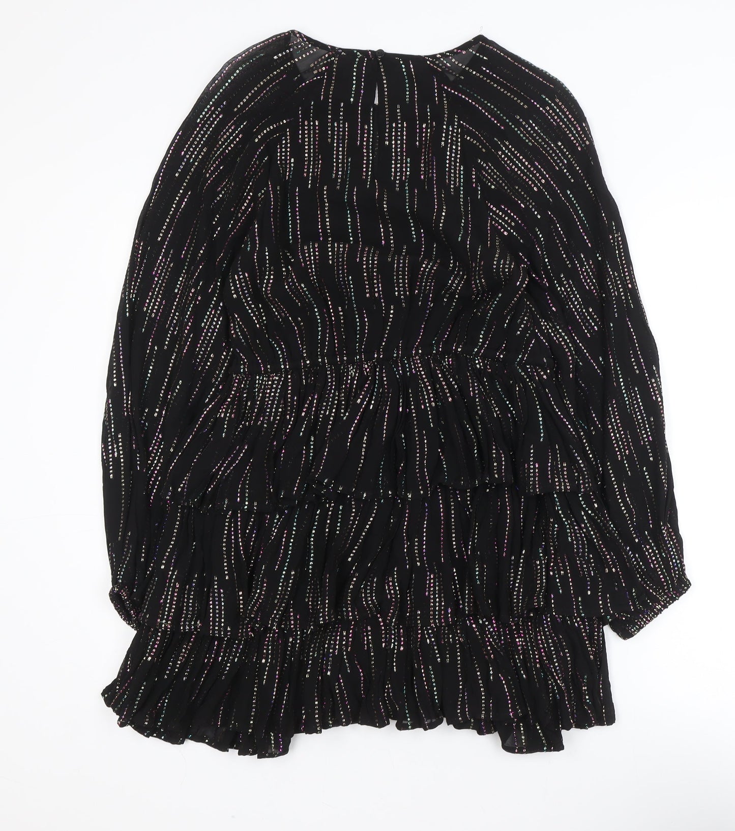 Savida Women’s Black Metallic Fit & Flare Mini Dress Size 8