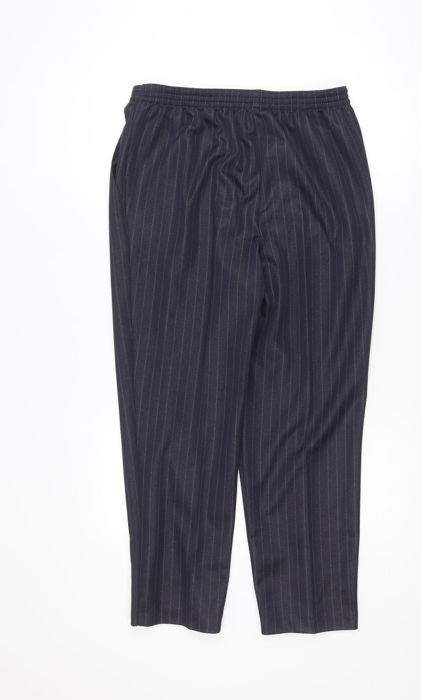 Marks and Spencer Women Black Pinstripe Trousers UK 14 Short