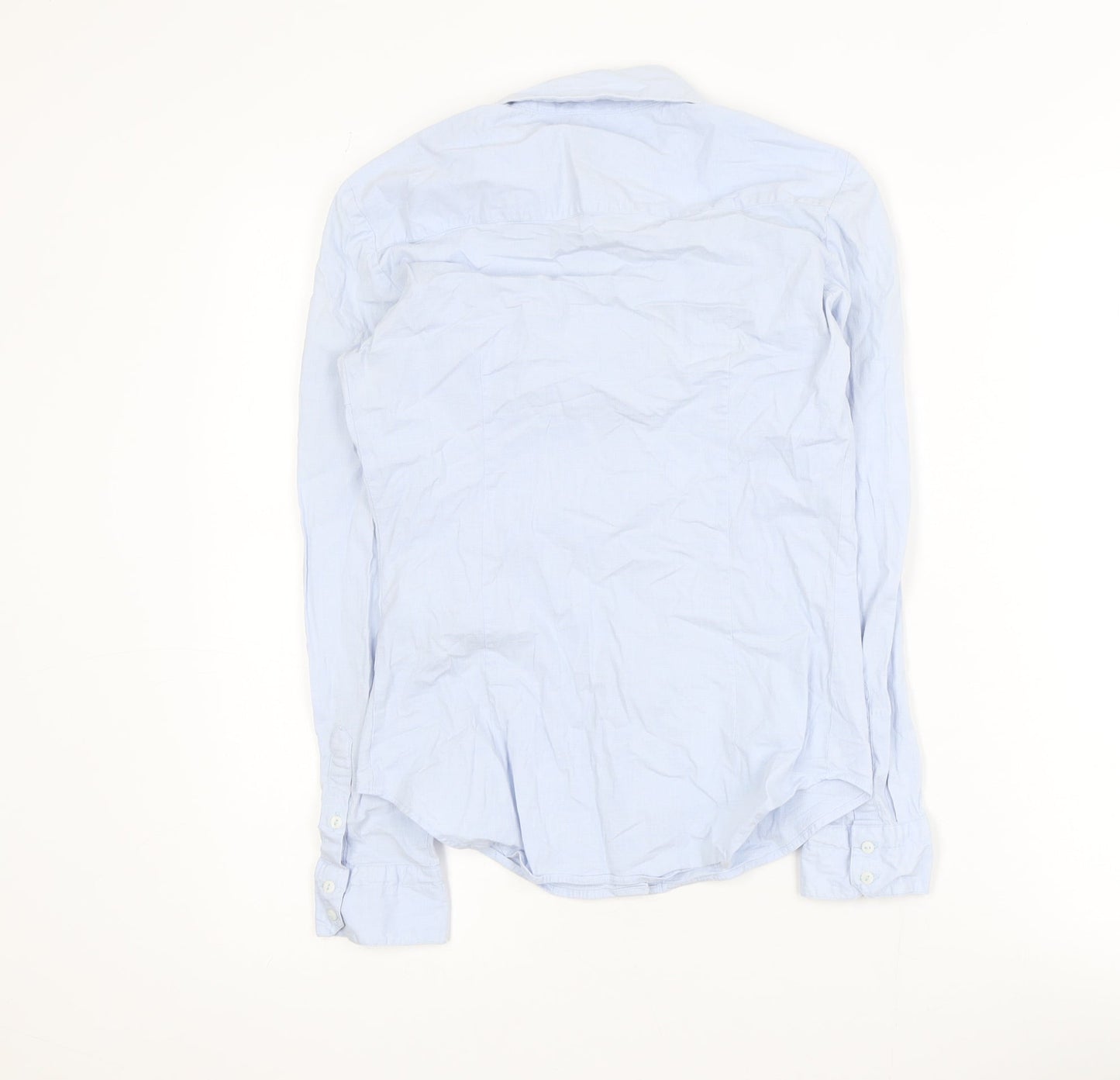 Zara Basic Men's Blue Slim Fit Long Sleeve Button-Up Shirt M
