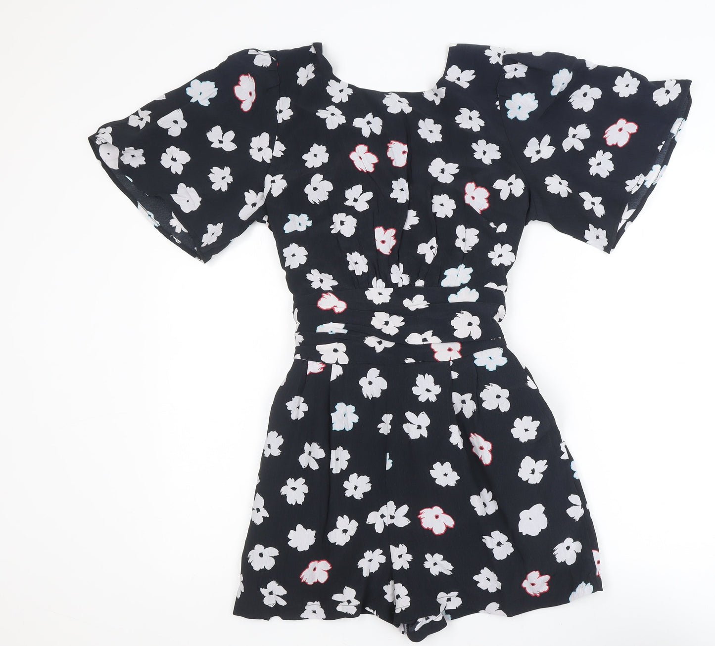 Dancing Leopard Women's Black Floral Wrap Short Dress Size 10