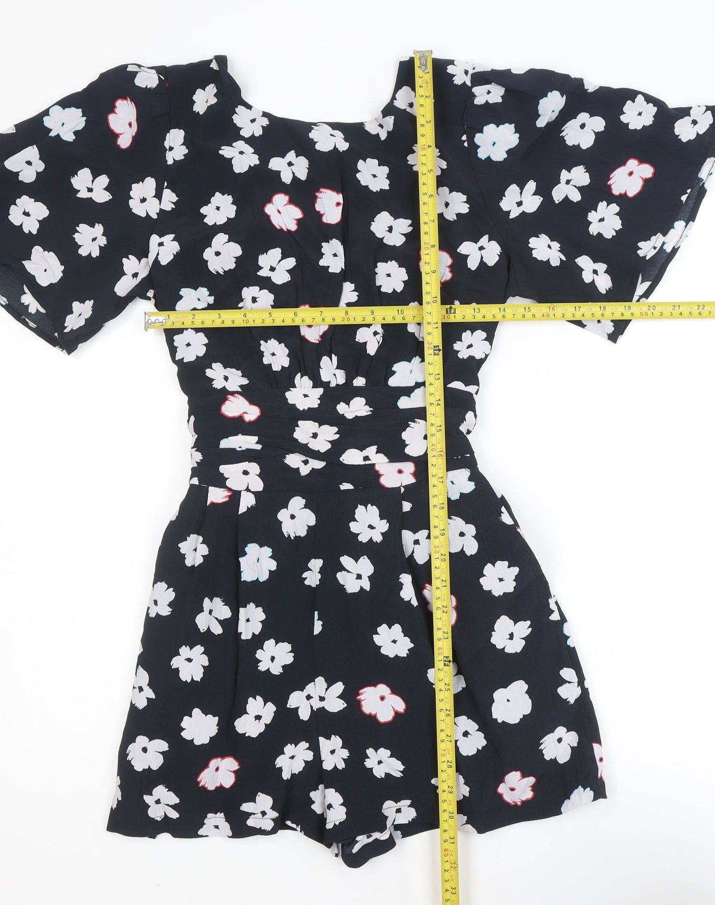 Dancing Leopard Women's Black Floral Wrap Short Dress Size 10