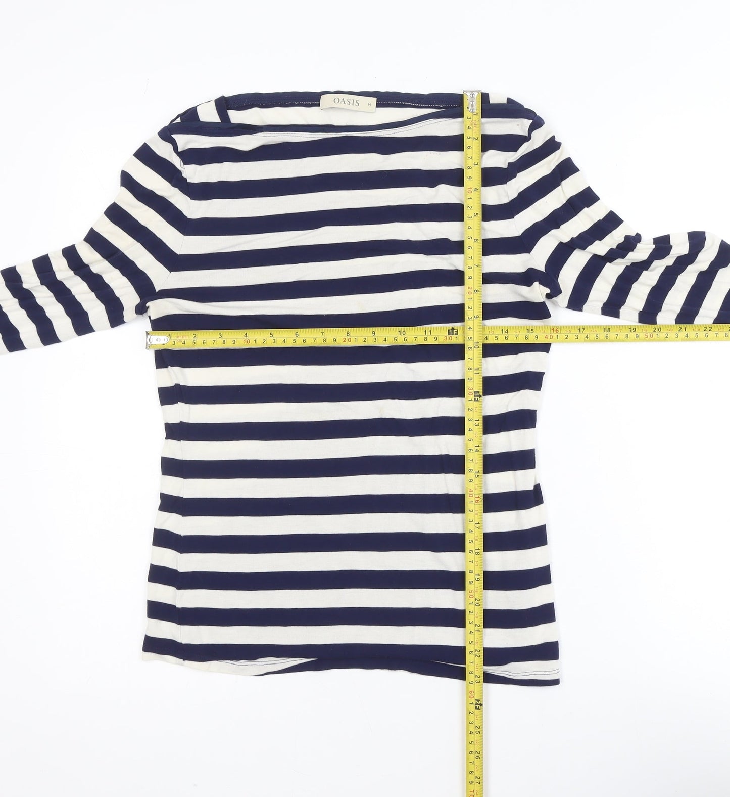 Oasis Women’s Blue Striped Long Sleeve Jersey Top Size 12