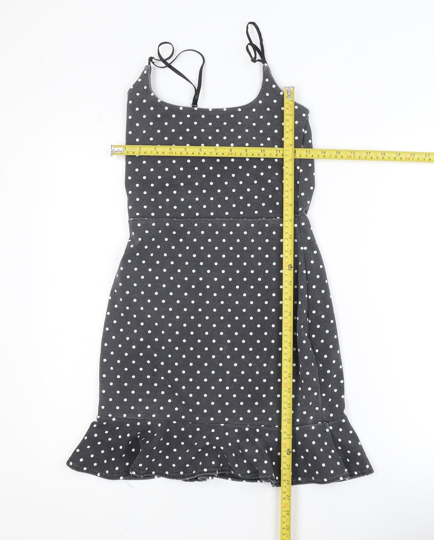 In The Style Women Black Polka Dot Slip Dress Size 8