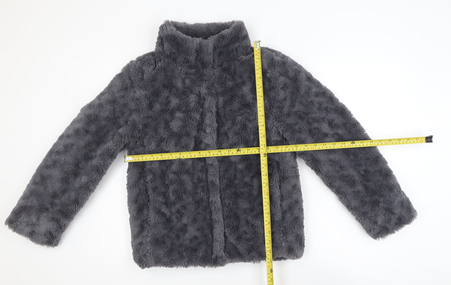 Dorothy Perkins Women's Grey Faux Fur Jacket Size 10 Regular