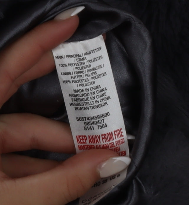 Dorothy Perkins Women's Grey Faux Fur Jacket Size 10 Regular