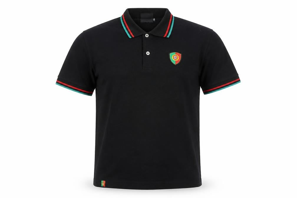 Força Portugal Men's Black Polo Shirt M Short Sleeve Embroidered Logo