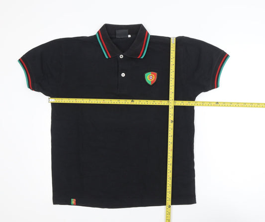 Força Portugal Men's Black Polo Shirt M Short Sleeve Embroidered Logo