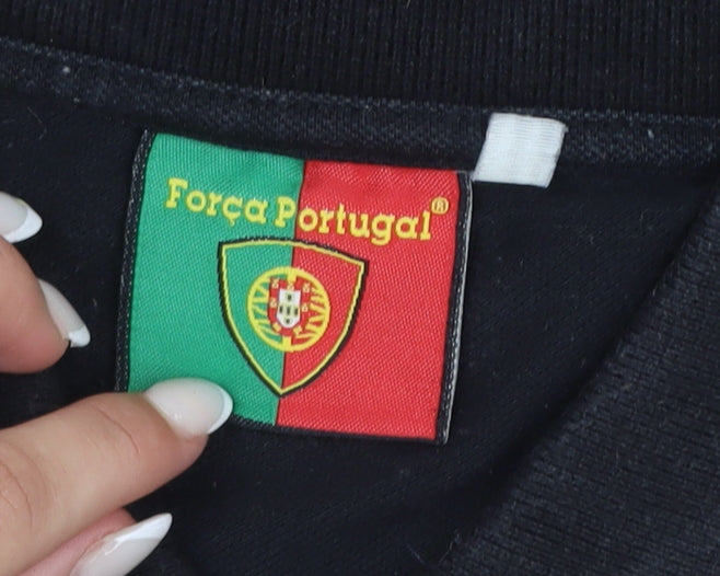 Força Portugal Men's Black Polo Shirt M Short Sleeve Embroidered Logo