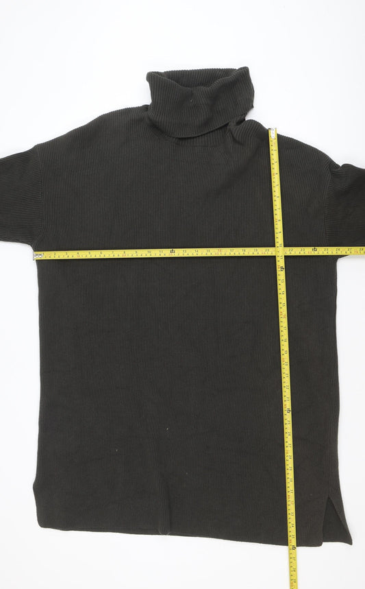 Barbour Women's Black Knit Shift Dress Size 16 Roll Neck Jumper Dress