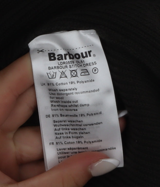 Barbour Women's Black Knit Shift Dress Size 16 Roll Neck Jumper Dress