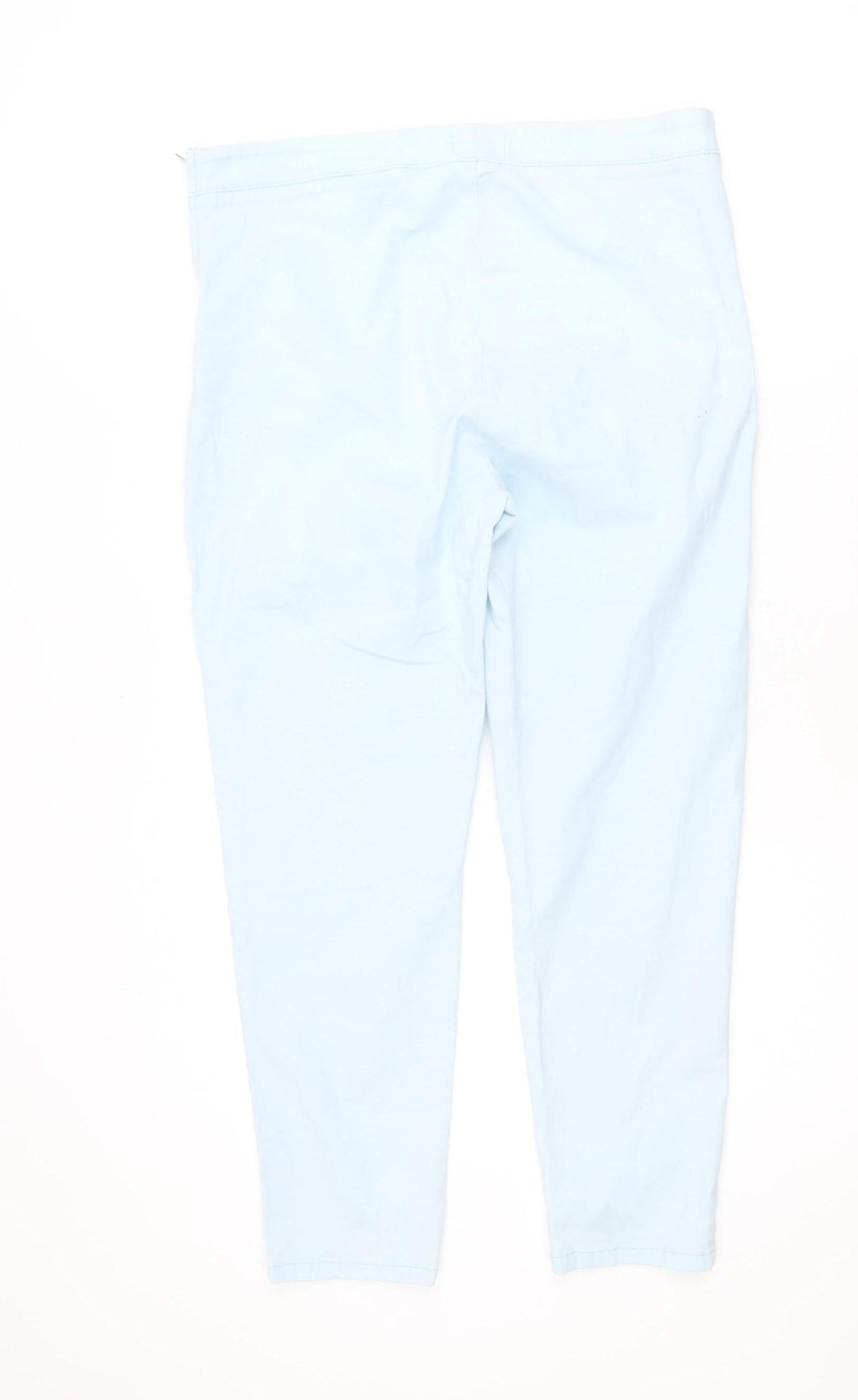 Savida Women Blue Cropped Slim Stretch Cotton Trousers Size 14