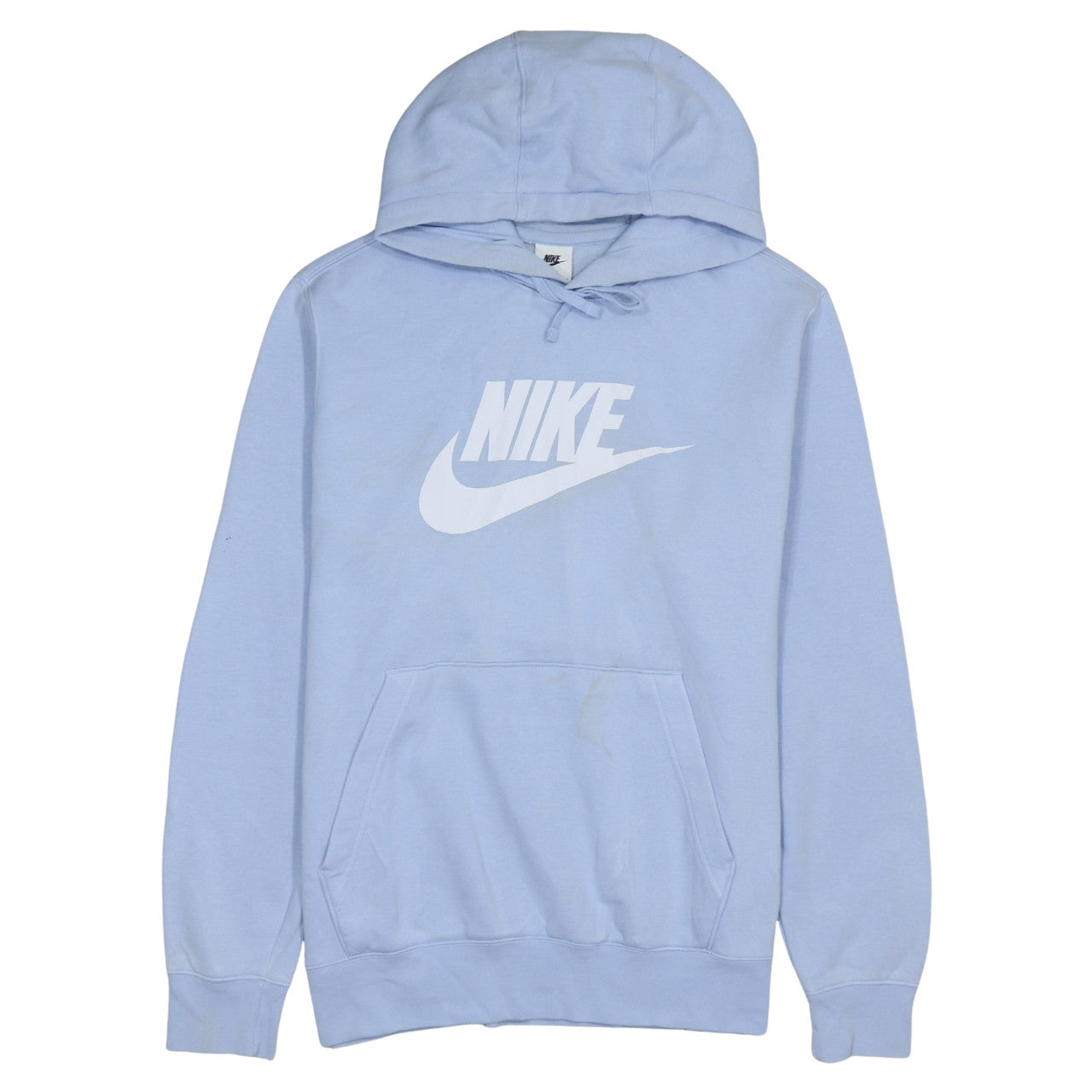 Nike Men Blue Pullover Hoodie L Logo Fleece Sportswear