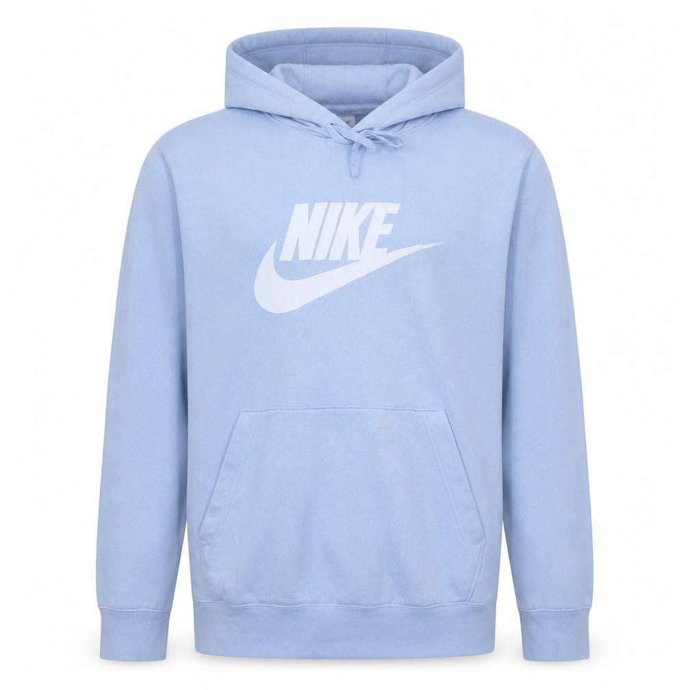 Nike Men Blue Pullover Hoodie L Logo Fleece Sportswear