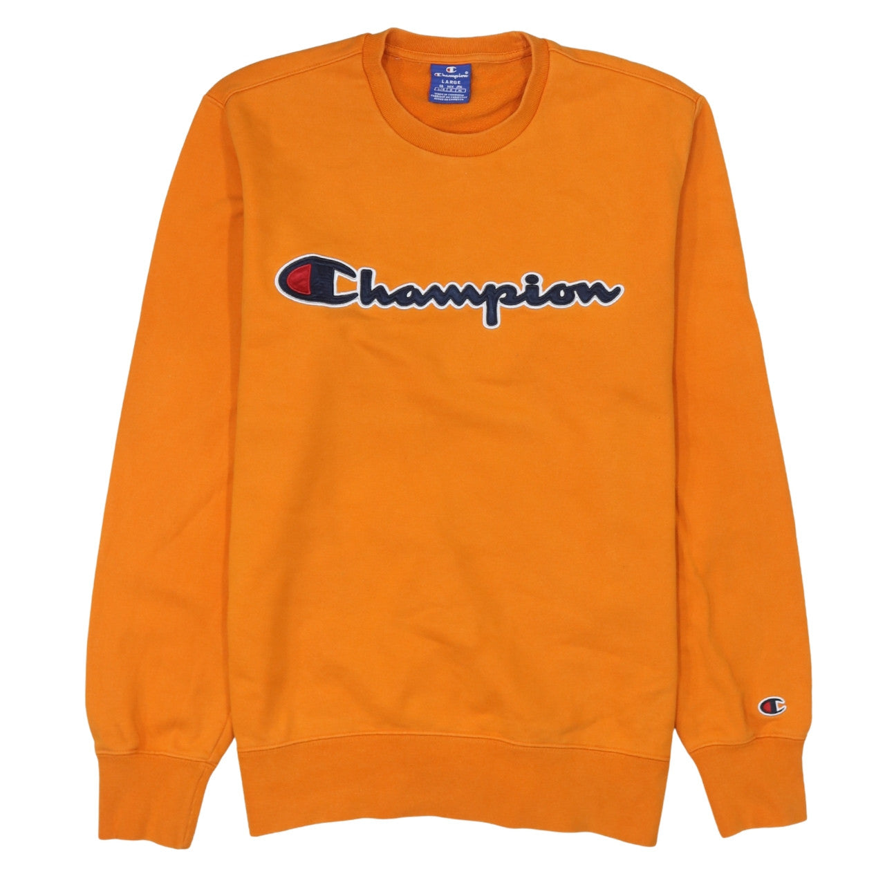 Champion Men's Orange Logo Pullover Sweatshirt Size L