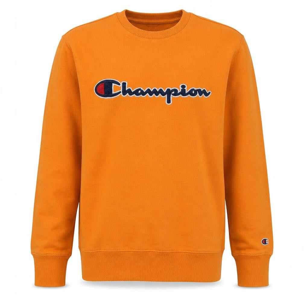 Champion Men's Orange Logo Pullover Sweatshirt Size L