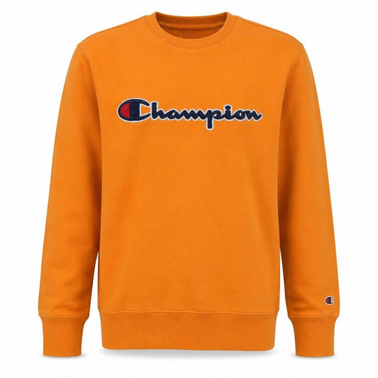 Champion Men's Orange Logo Pullover Sweatshirt Size L