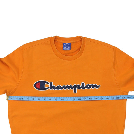 Champion Men's Orange Logo Pullover Sweatshirt Size L