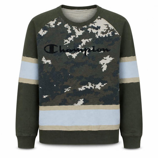 Champion Men's Green Camouflage Crew Neck Pullover Sweatshirt M