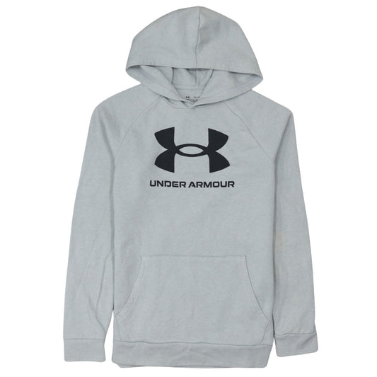 Under Armour Boys Grey Hooded Pullover Hoodie YXL 158-170cm Cotton Blend