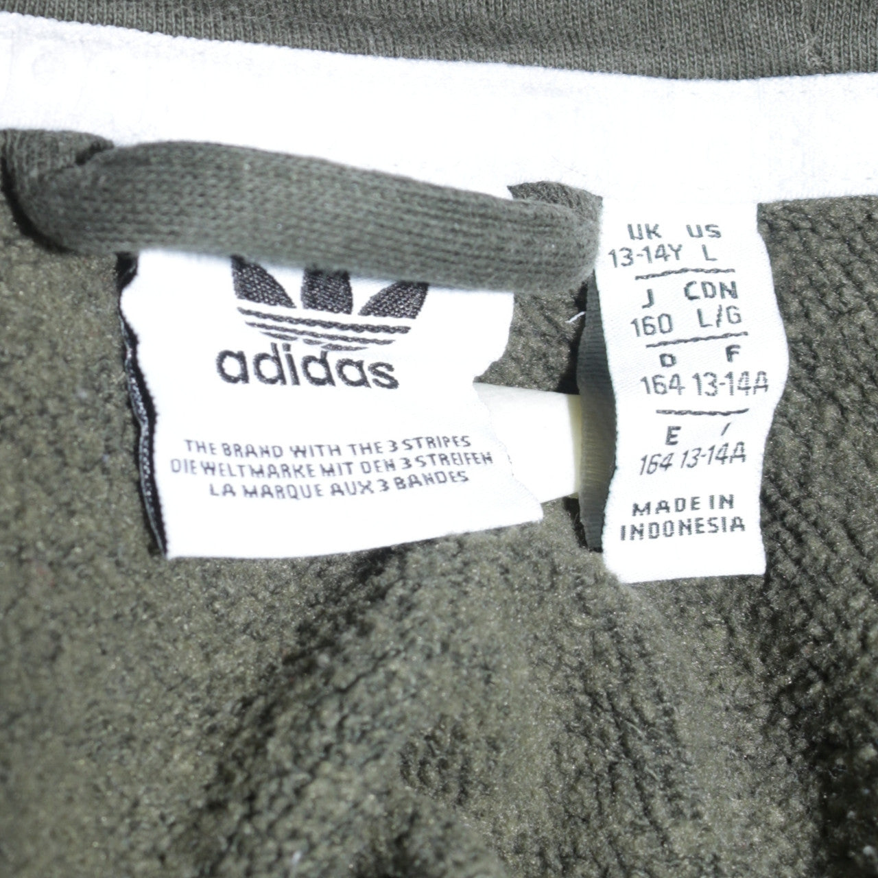 Adidas Boys Green Full Zip Hoodie Size 13-14 Years Hooded Sweatshirt
