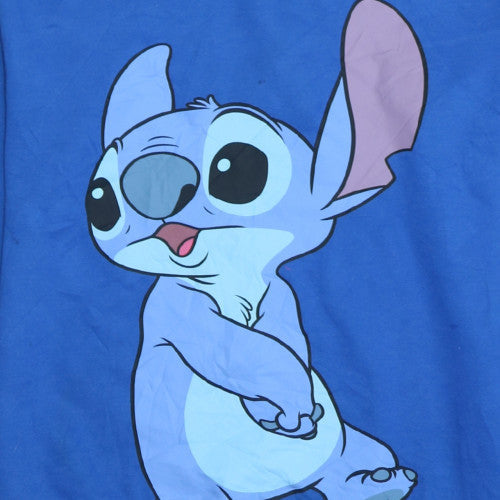 Disney Women Blue XS Pullover Sweatshirt Stitch Graphic Print