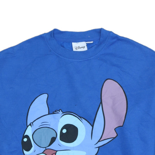 Disney Women Blue XS Pullover Sweatshirt Stitch Graphic Print