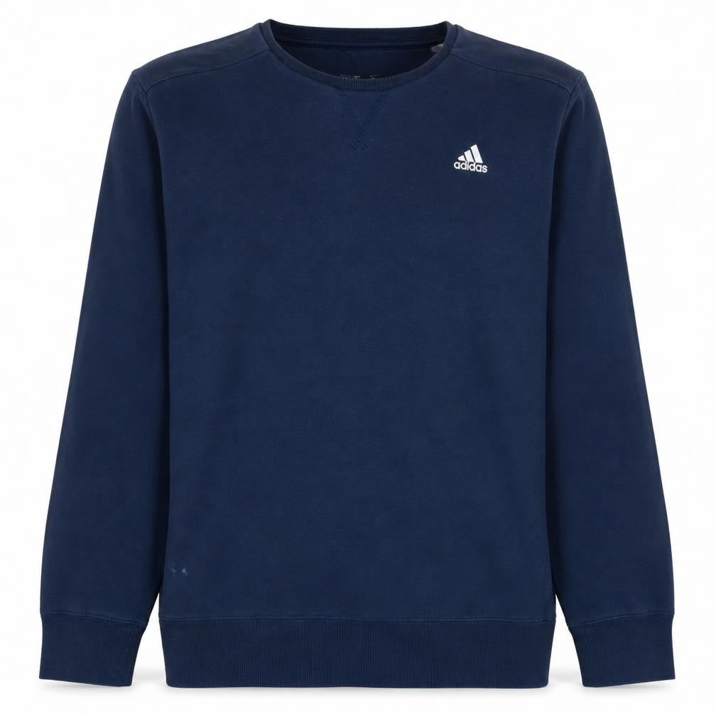 Adidas Men Blue Pullover Sweatshirt Crew Neck Size M Regular Fit