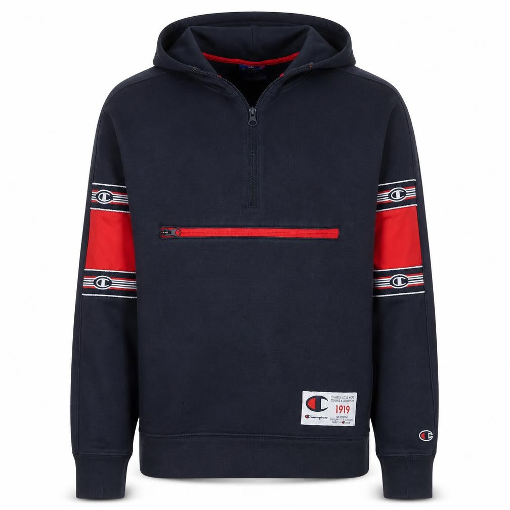 Champion Men's Blue 1/4 Zip Hoodie Small Regular Fit Logo Sportswear