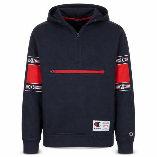 Champion Men's Blue 1/4 Zip Hoodie Small Regular Fit Logo Sportswear