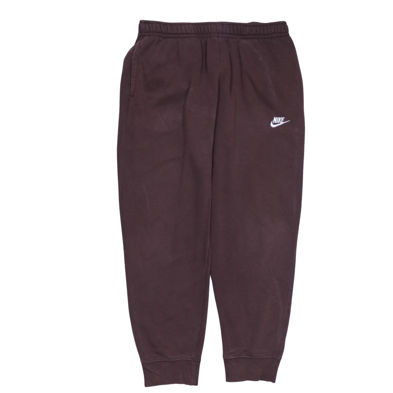 Nike Men Brown Fleece Sweatpants L Elastic Waist Tapered Fit