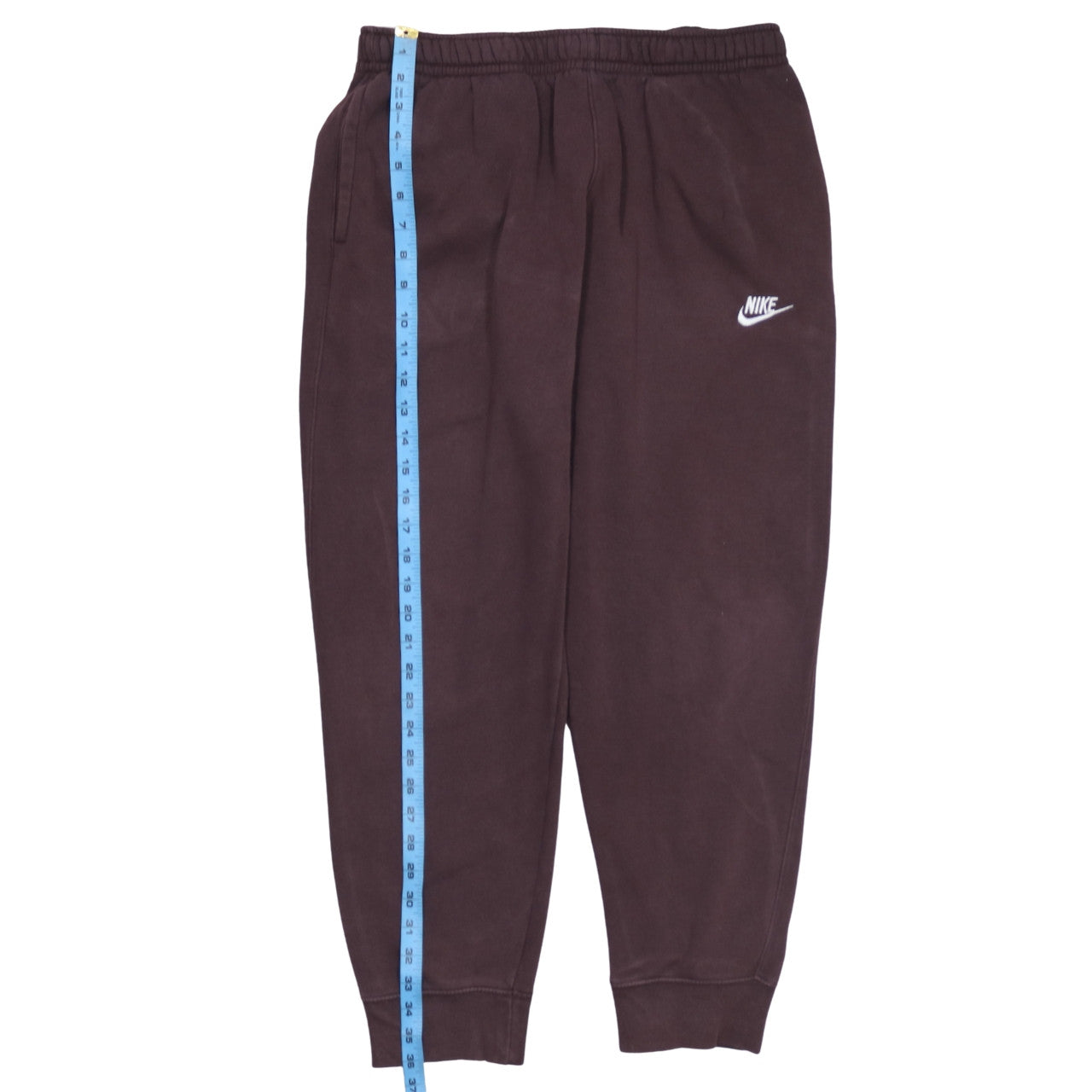 Nike Men Brown Fleece Sweatpants L Elastic Waist Tapered Fit