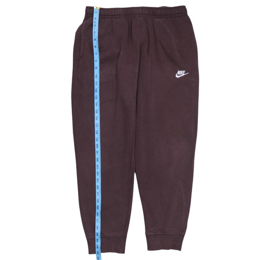 Nike Men Brown Fleece Sweatpants L Elastic Waist Tapered Fit