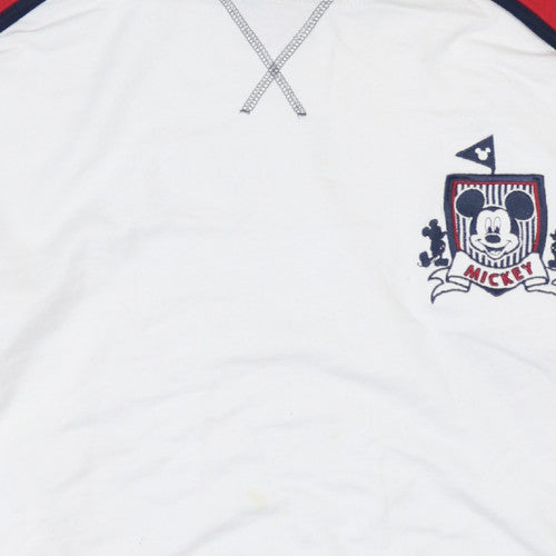 Disney Womens White Red Mickey Mouse Hoodie XL Raglan Pullover