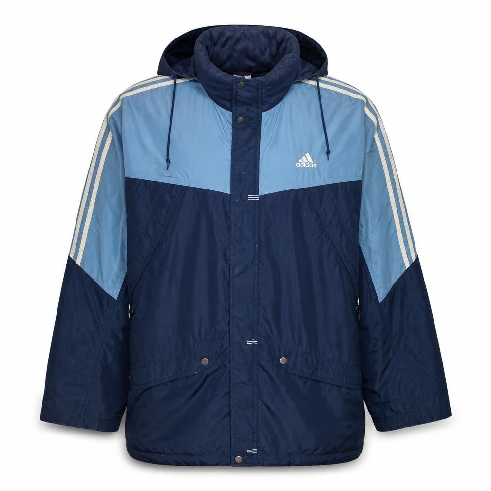 Adidas Men's Blue XL Windbreaker Jacket Hooded Retro Sportswear