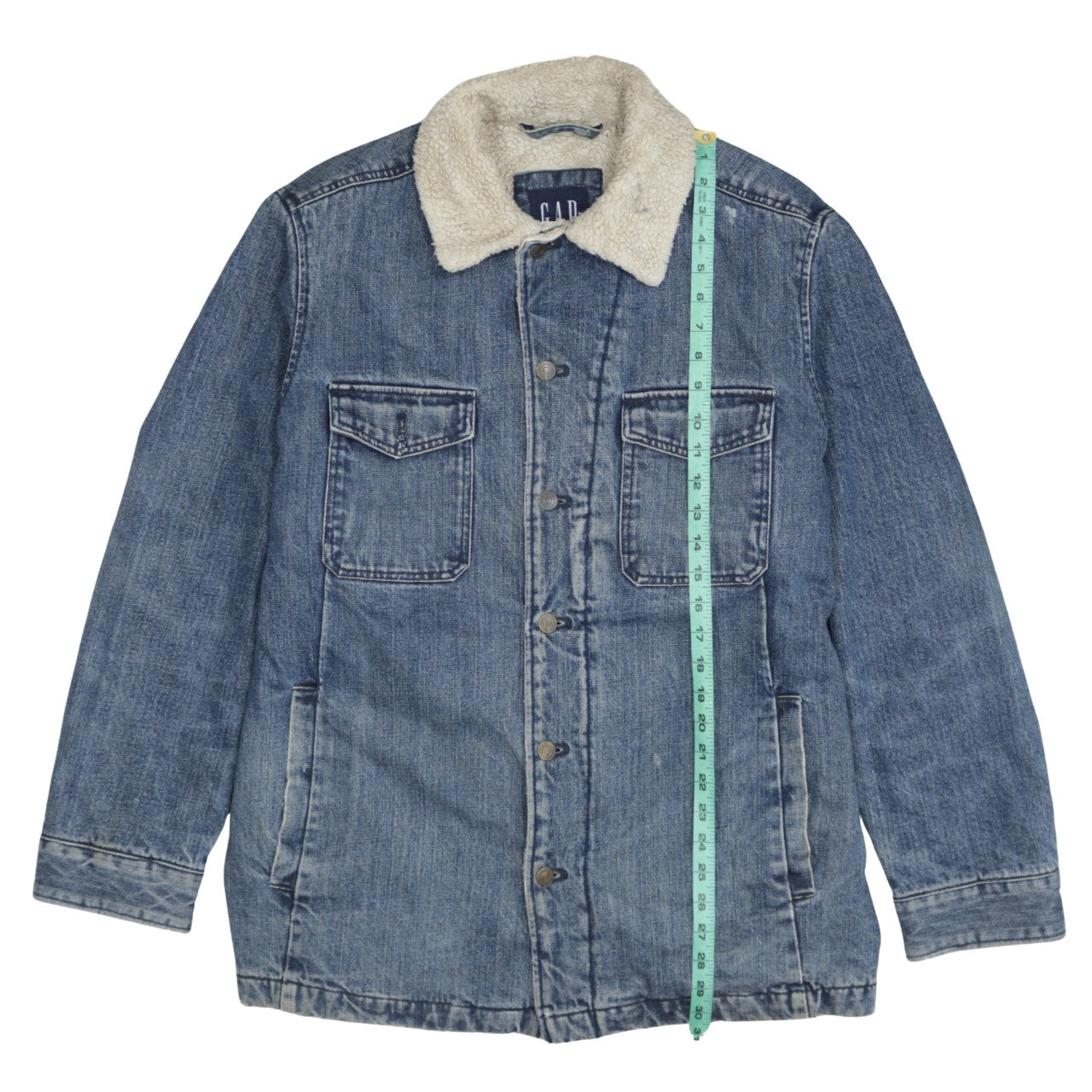 GAP Men's Blue Denim Sherpa Lined Jacket Size M
