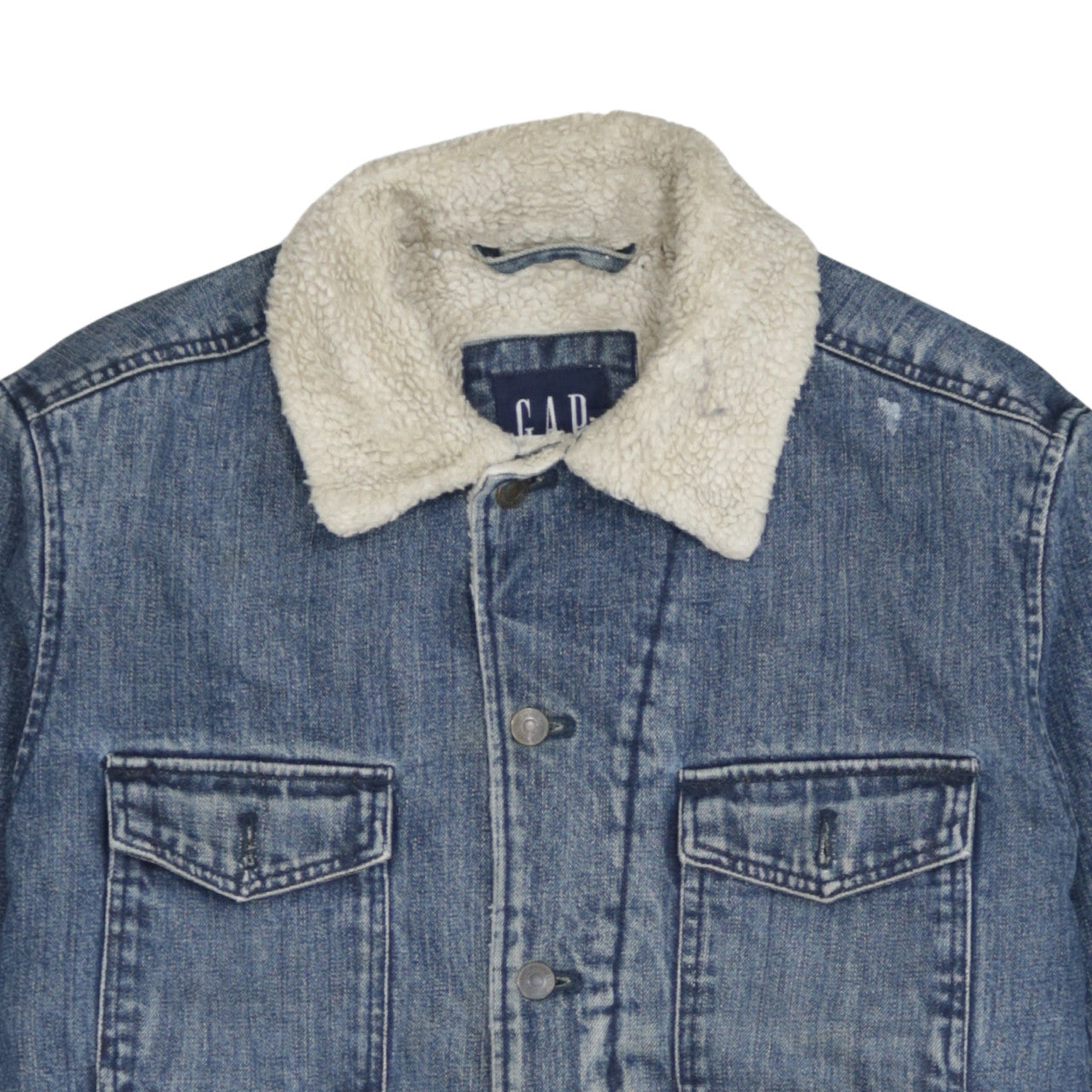 GAP Men's Blue Denim Sherpa Lined Jacket Size M
